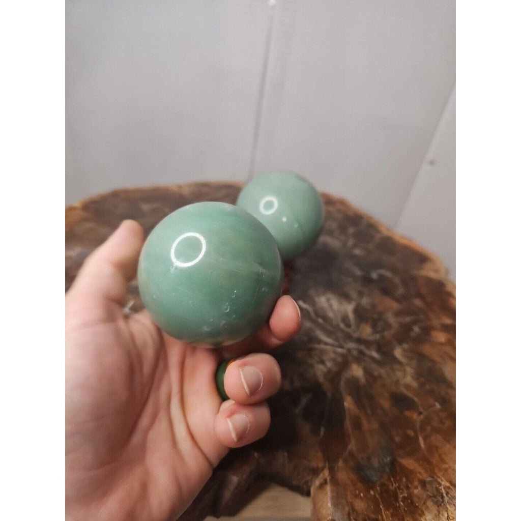 1.88LB 2Pcs A Set Of Natural Jade Crystal Jasper Sphere Ball Polished W/Stands