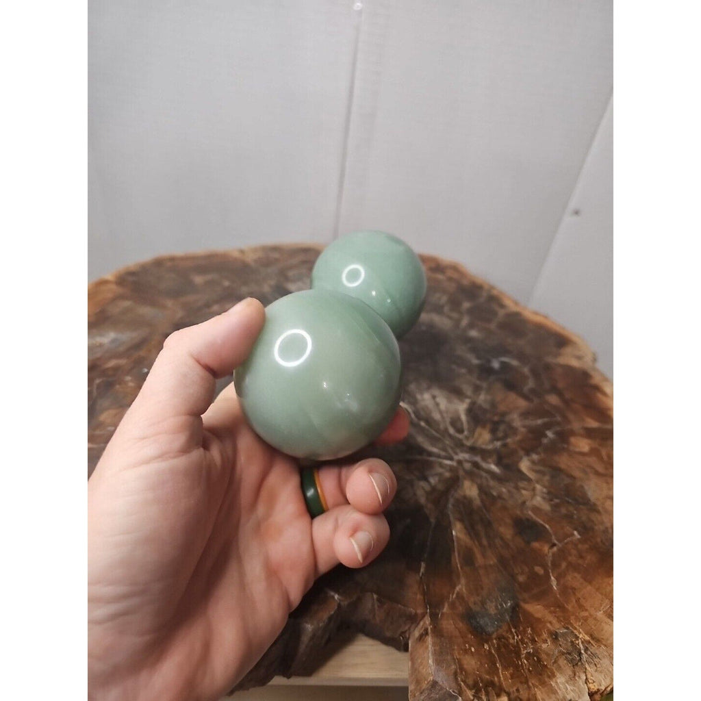 1.88LB 2Pcs A Set Of Natural Jade Crystal Jasper Sphere Ball Polished W/Stands