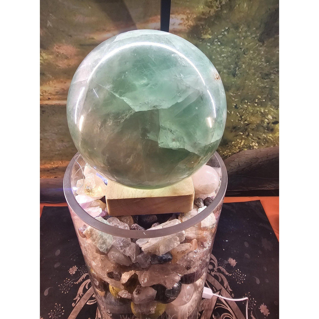 22lb Mixed Crystal Vase Collection - LED Fluorite Sphere & Amethyst | CrystalCloud Company