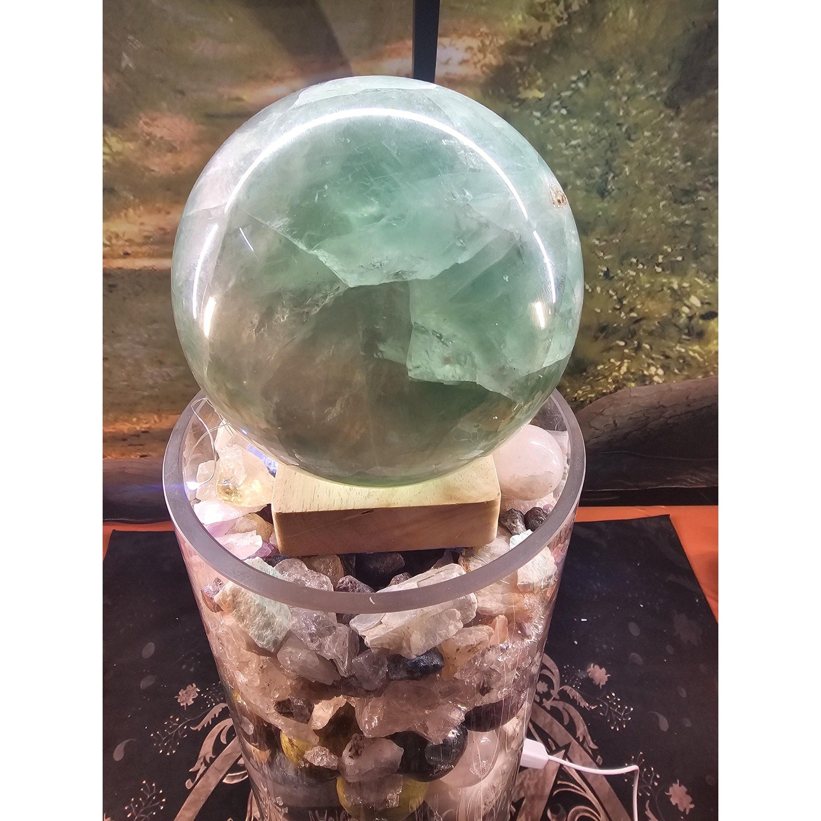 22lb Mixed Crystal Vase Collection - LED Fluorite Sphere & Amethyst | CrystalCloud Company
