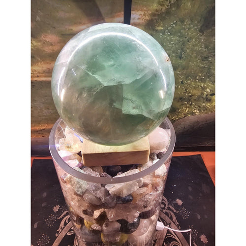 22lb Mixed Crystal Vase Collection - LED Fluorite Sphere & Amethyst | CrystalCloud Company