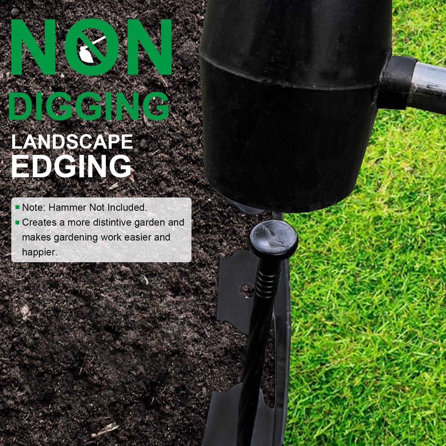 100FT Non-Digging Plastic Garden Edging Kit Plastic Garden Border with 90 Spikes 2In Tall Border Edging for Garden Lawn Yard Flower Beds
