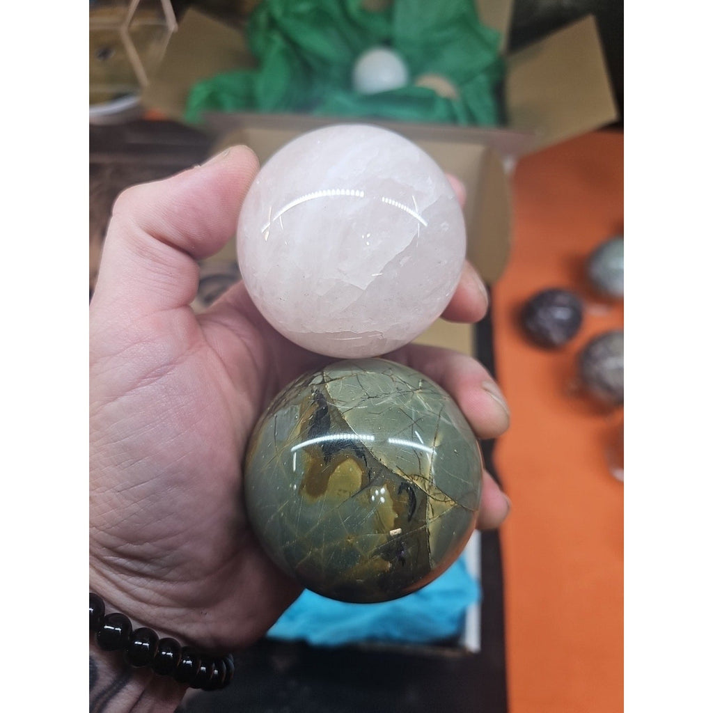 Ocean Jasper Spheres 60mm+ Set Of 2 Random Selection W/stands