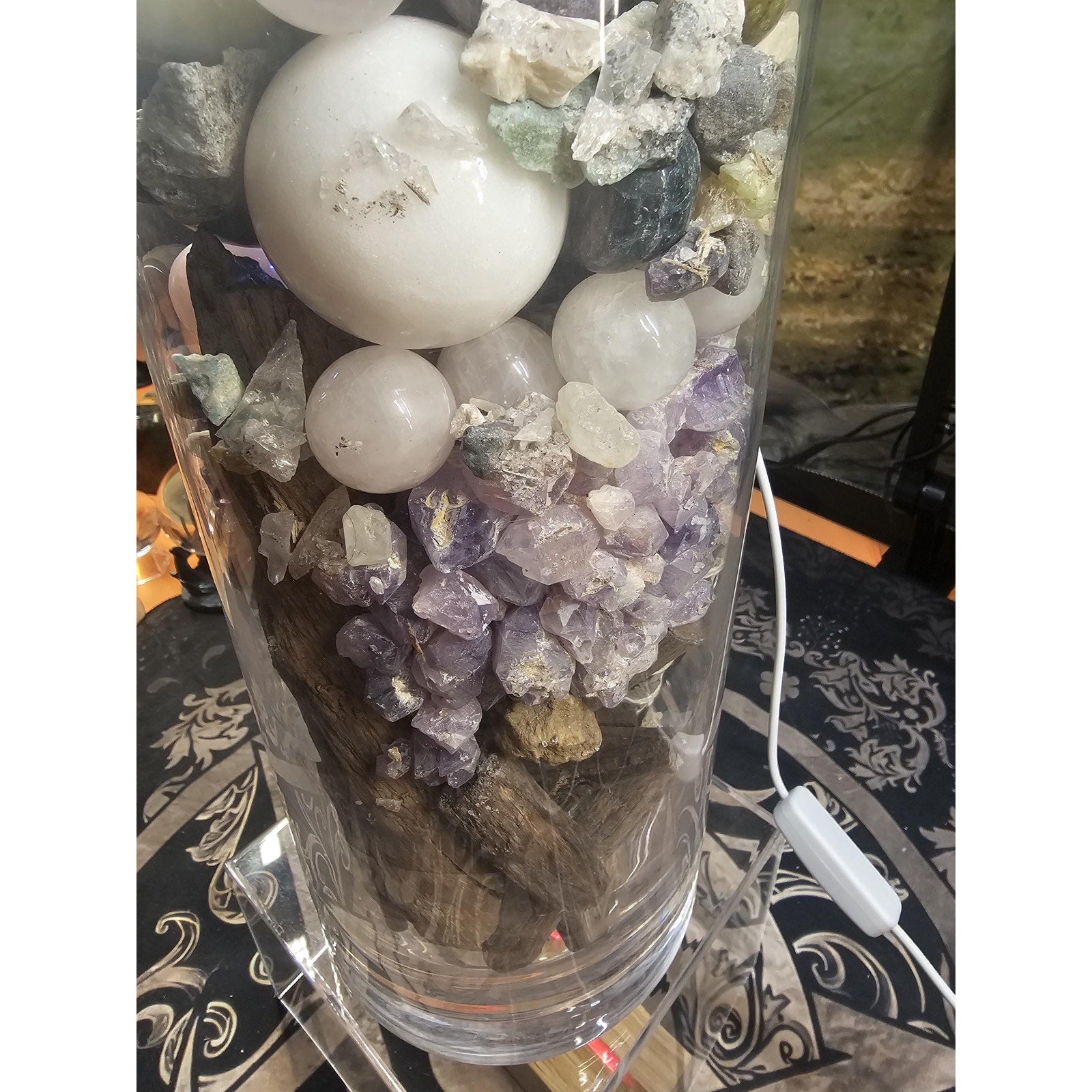 22lb Mixed Crystal Vase Collection - LED Fluorite Sphere & Amethyst | CrystalCloud Company