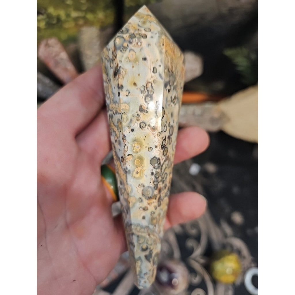 Natural Leopard Skin Jasper Crystal Scepter .40 Avg