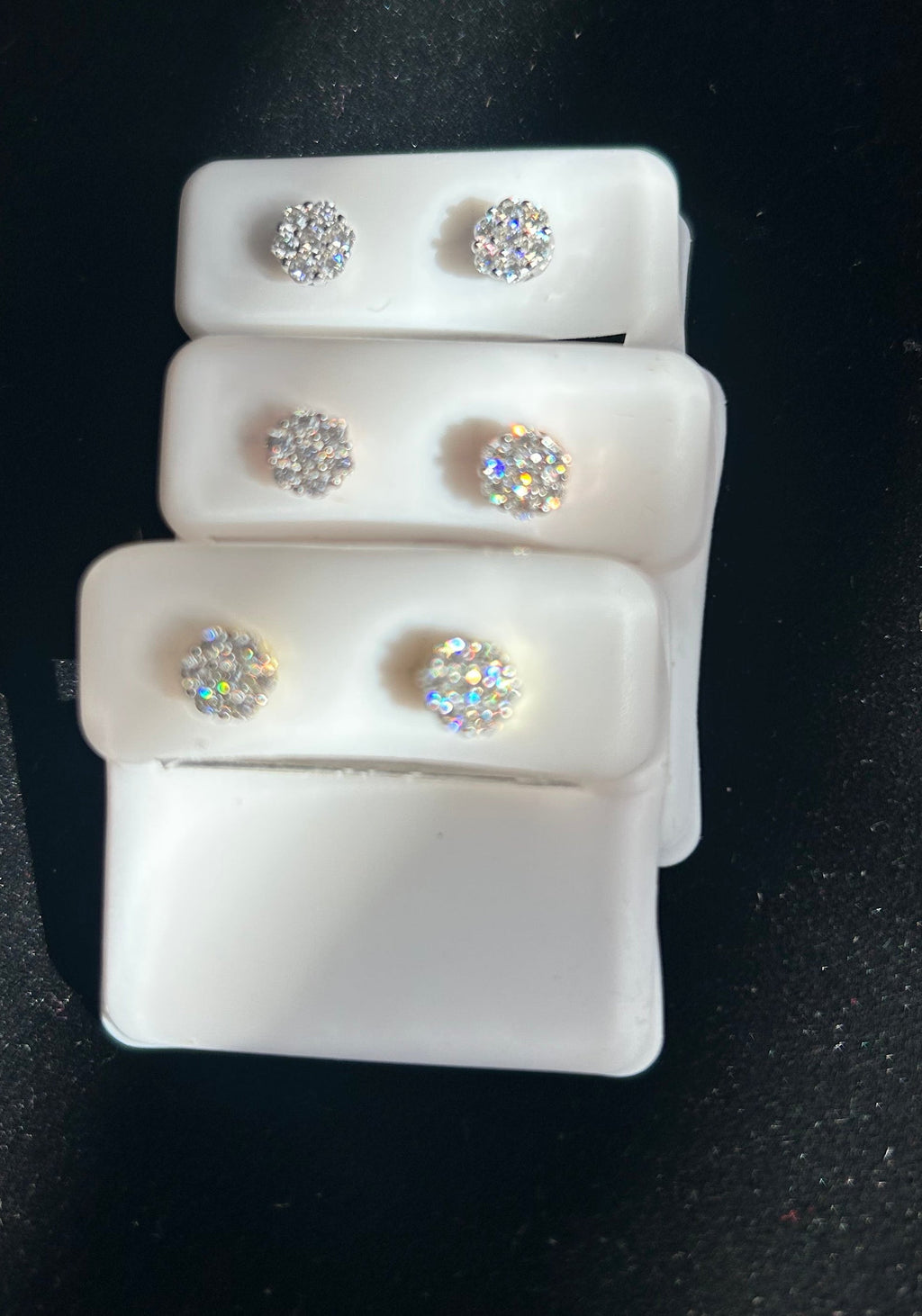 Silver & Moissanite flowers 4 sizes, 4 colors