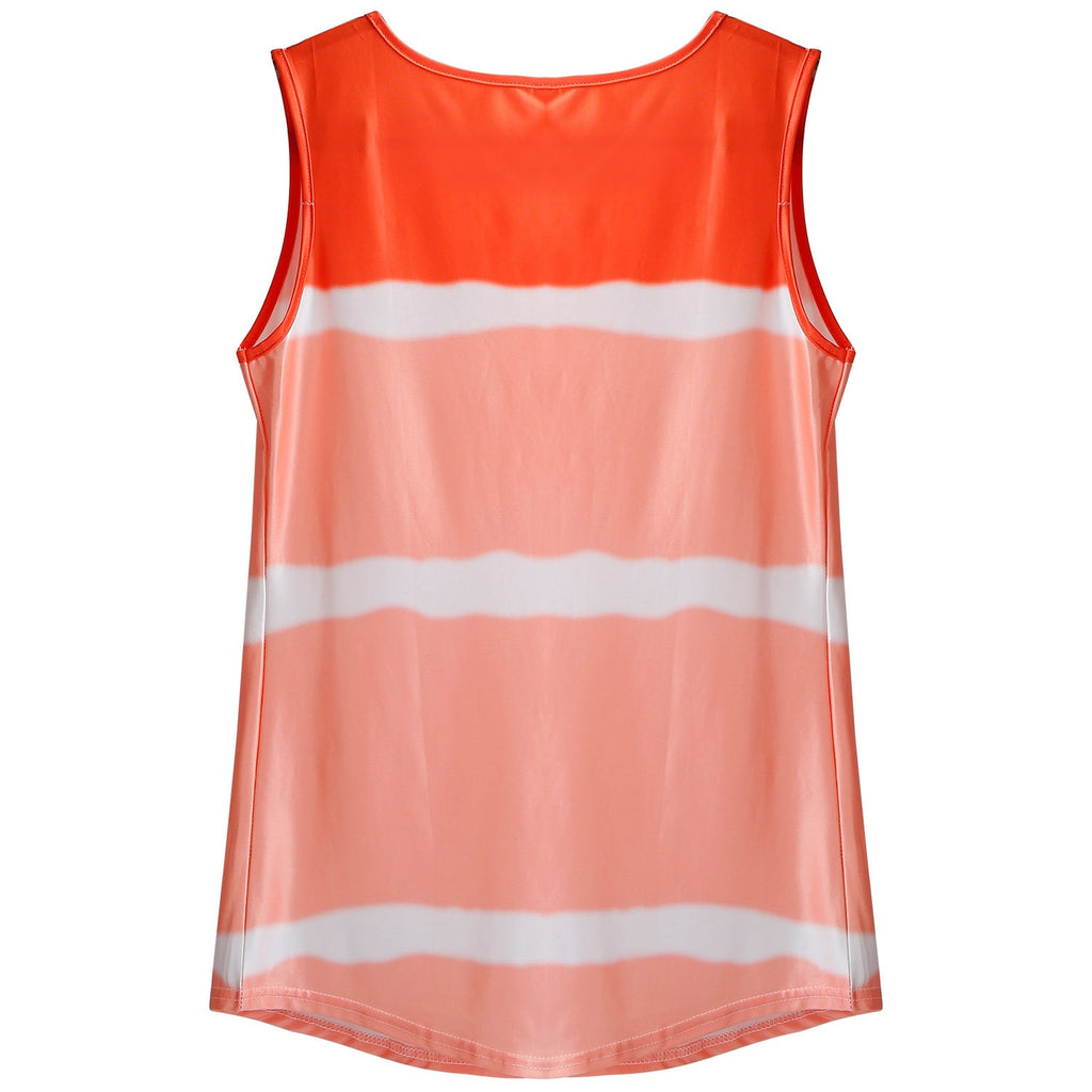 Women Tie-dye Sleeveless Tank Tops Summer Loose T Shirts Tops Button Down Shirts Vest Blouse Plus Size