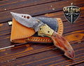 Unique Damascus Steel Pocket Knife – Colored Bone Handle