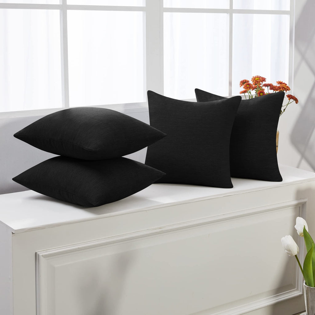 Decorative Linen Throw Pillow Covers, 18x18 Inch, 4 PCS