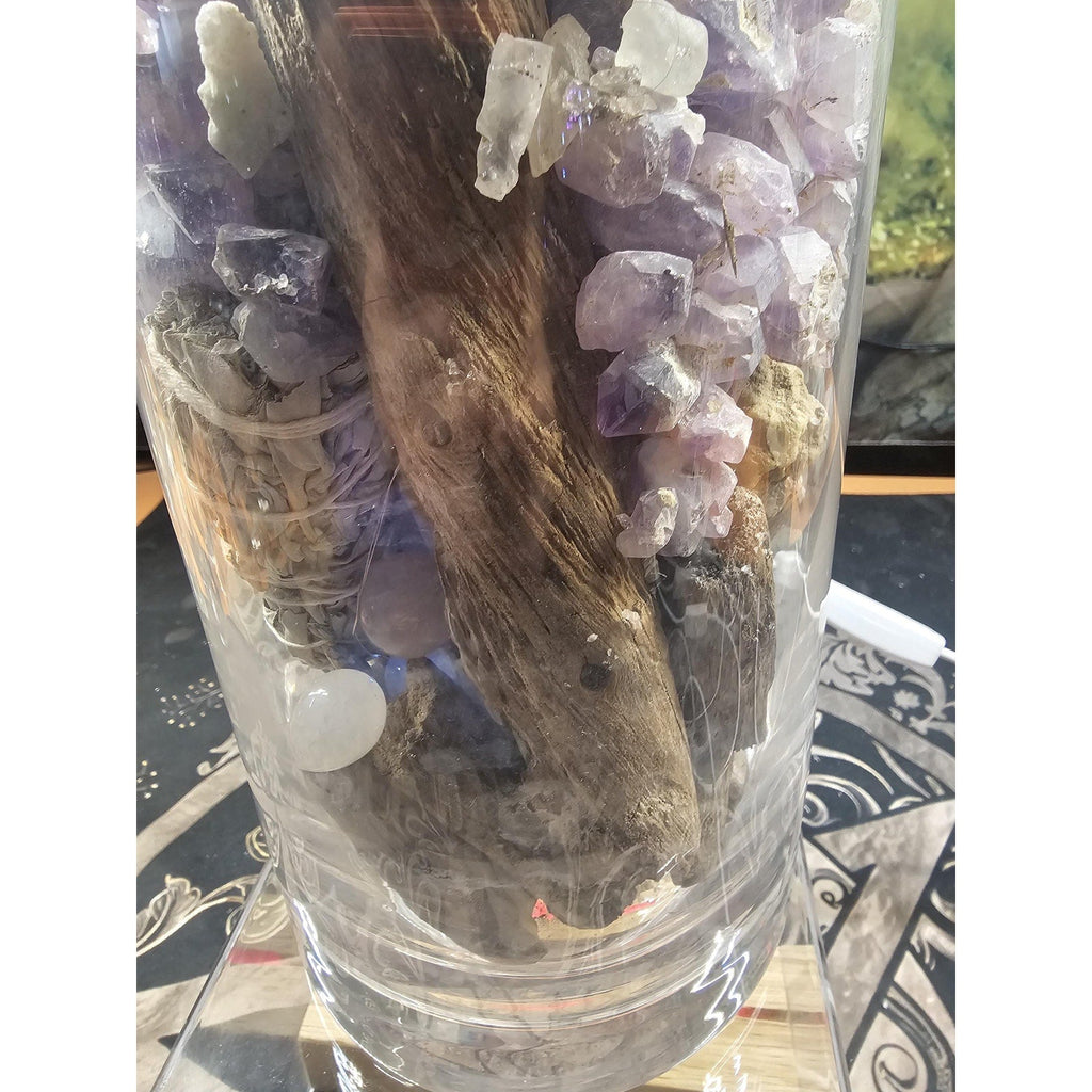 22lb Mixed Crystal Vase Collection - LED Fluorite Sphere & Amethyst | CrystalCloud Company