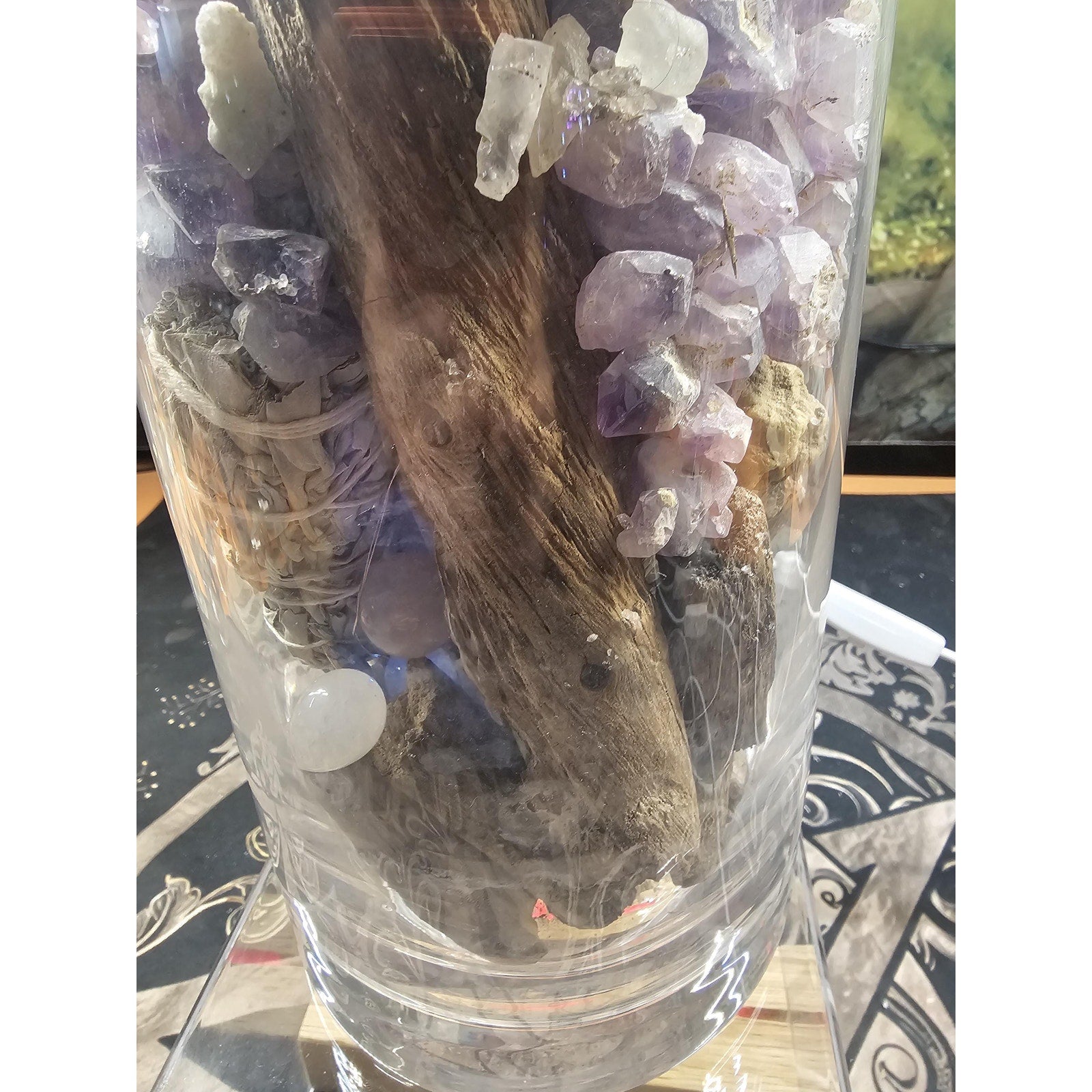 22lb Mixed Crystal Vase Collection - LED Fluorite Sphere & Amethyst | CrystalCloud Company