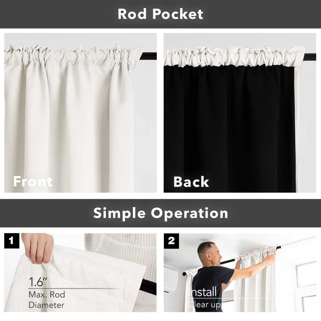 Thermal Insulated Blackout Drapes, 52x108 Inch, 2 Panels