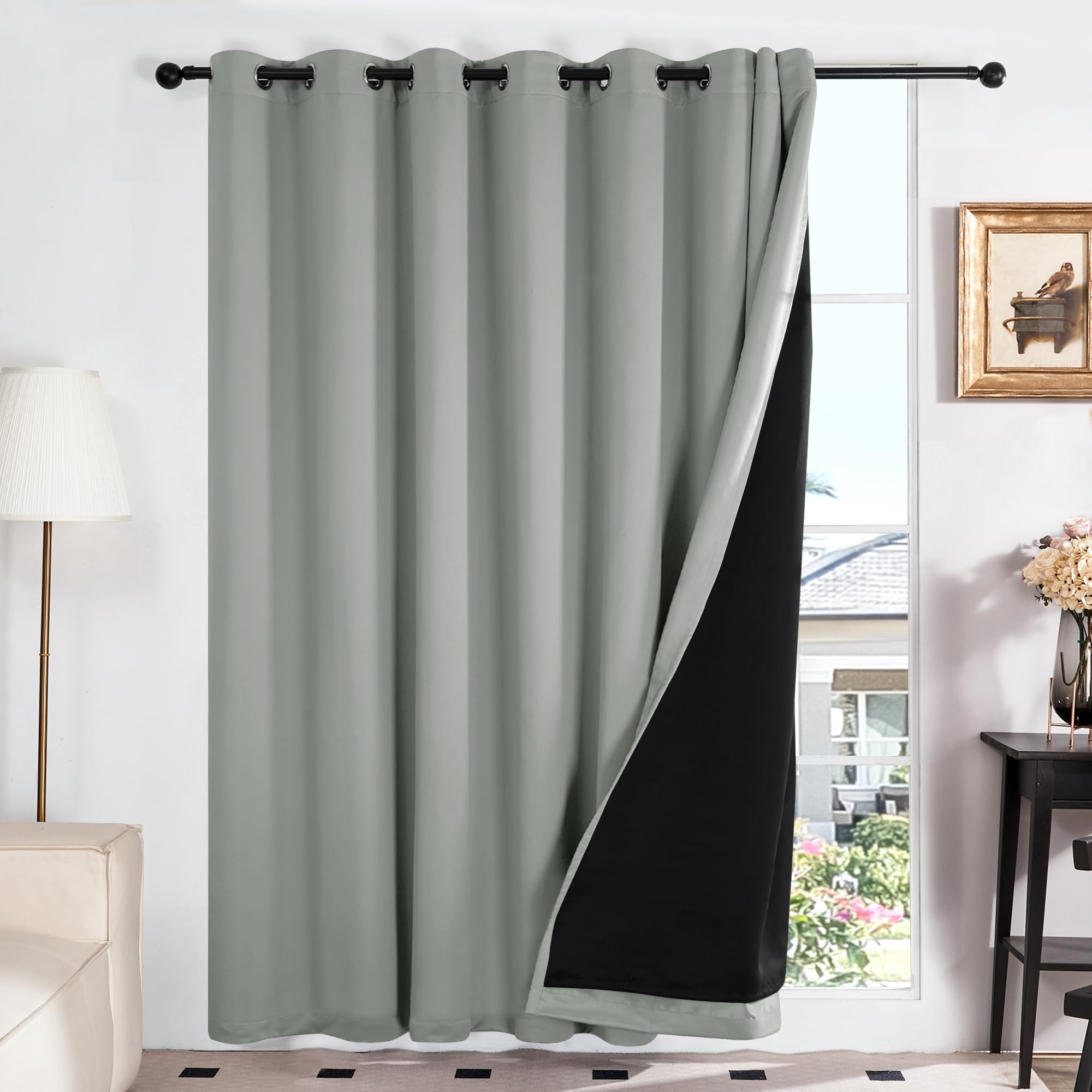 Double Layer Total Blackout Curtain, 1 Panel, White