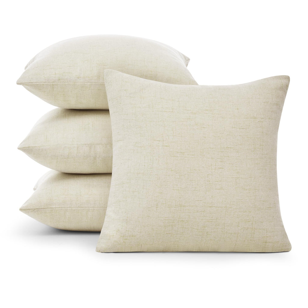 Decorative Linen Throw Pillow Covers, 18x18 Inch, 4 PCS