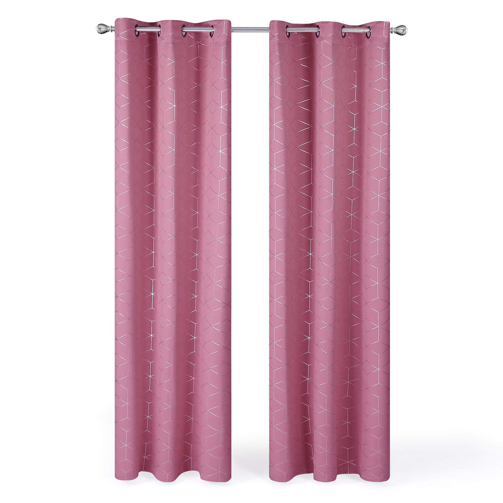 Thermal Blackout Curtains with Silver Foil Print