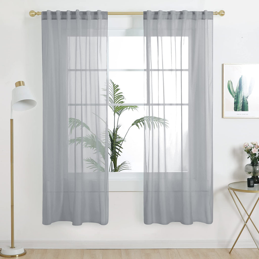 Semi-Transparent White Sheers, 52x63 Inch