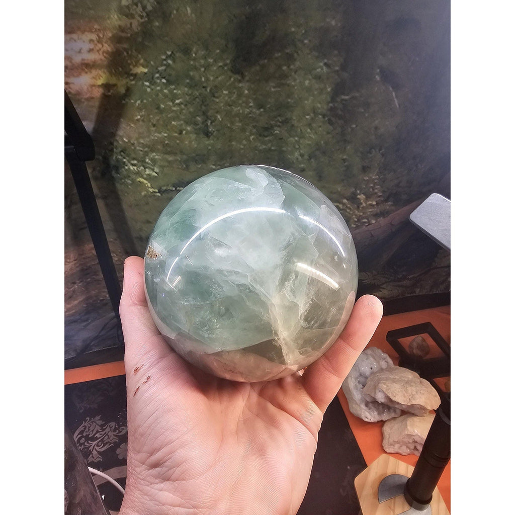 22lb Mixed Crystal Vase Collection - LED Fluorite Sphere & Amethyst | CrystalCloud Company