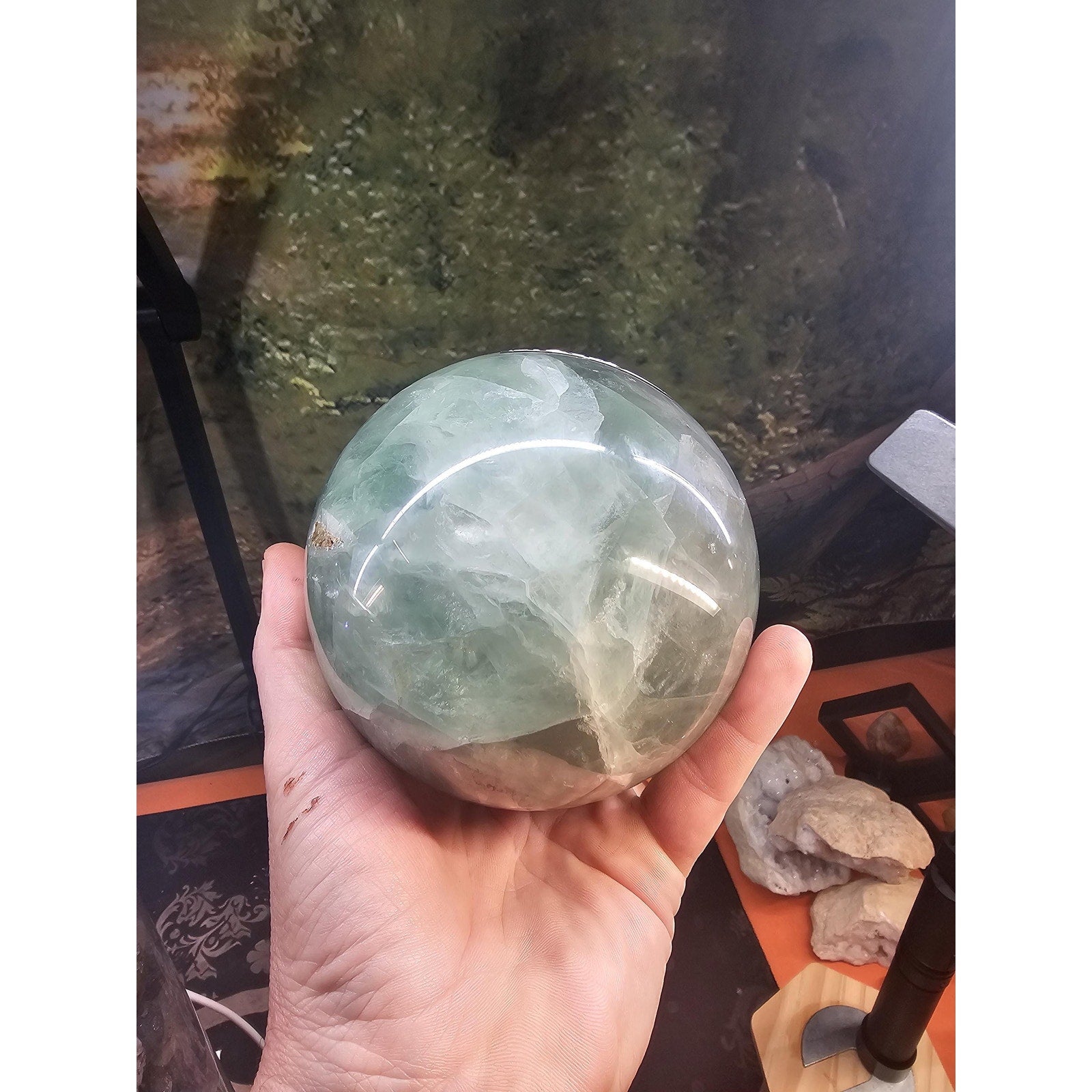 22lb Mixed Crystal Vase Collection - LED Fluorite Sphere & Amethyst | CrystalCloud Company
