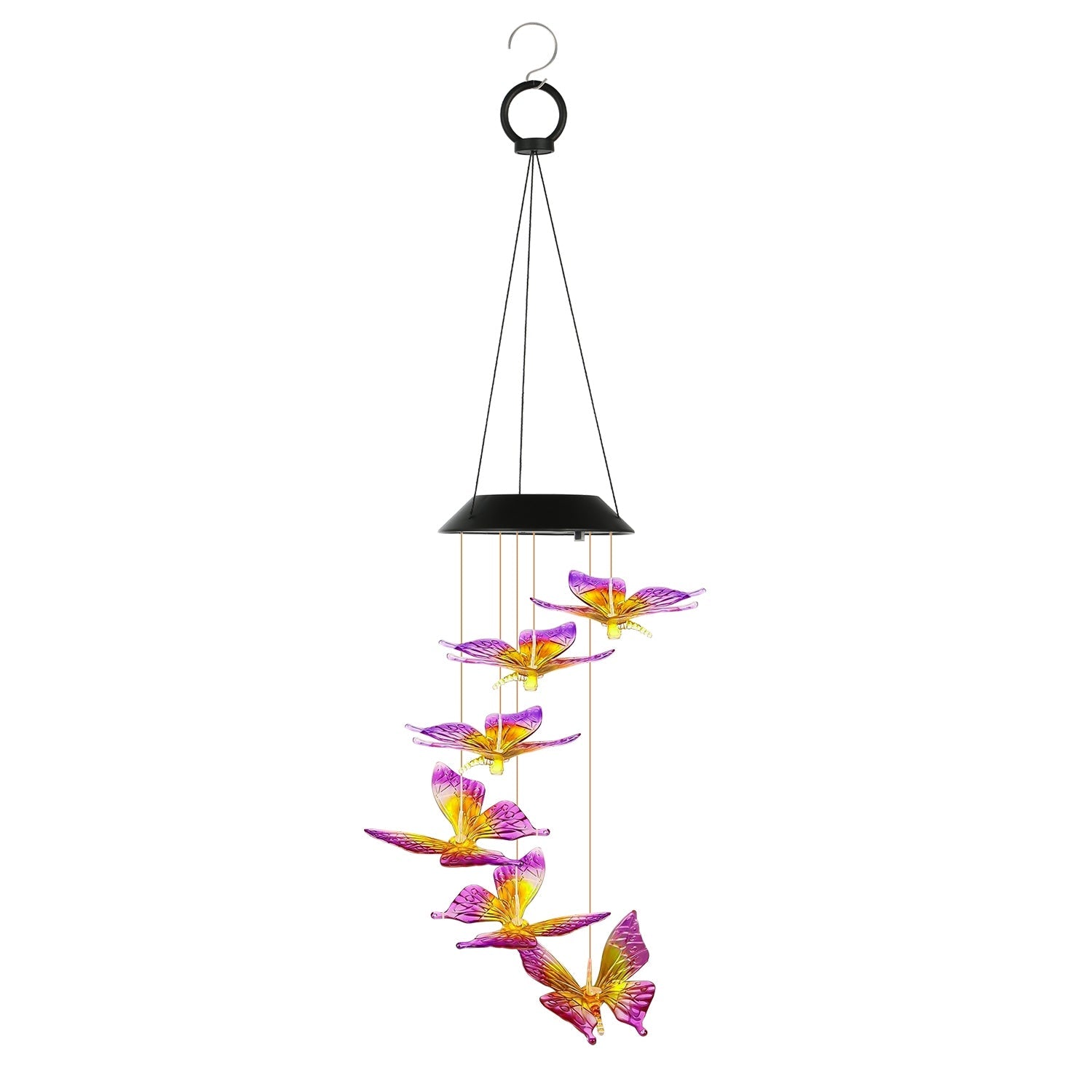 2Pack Solar Butterfly Wind Chimes 7 Color Changing Wind Chimes for Outside IPX4 Waterproof Outdoor Garden Yard Decor