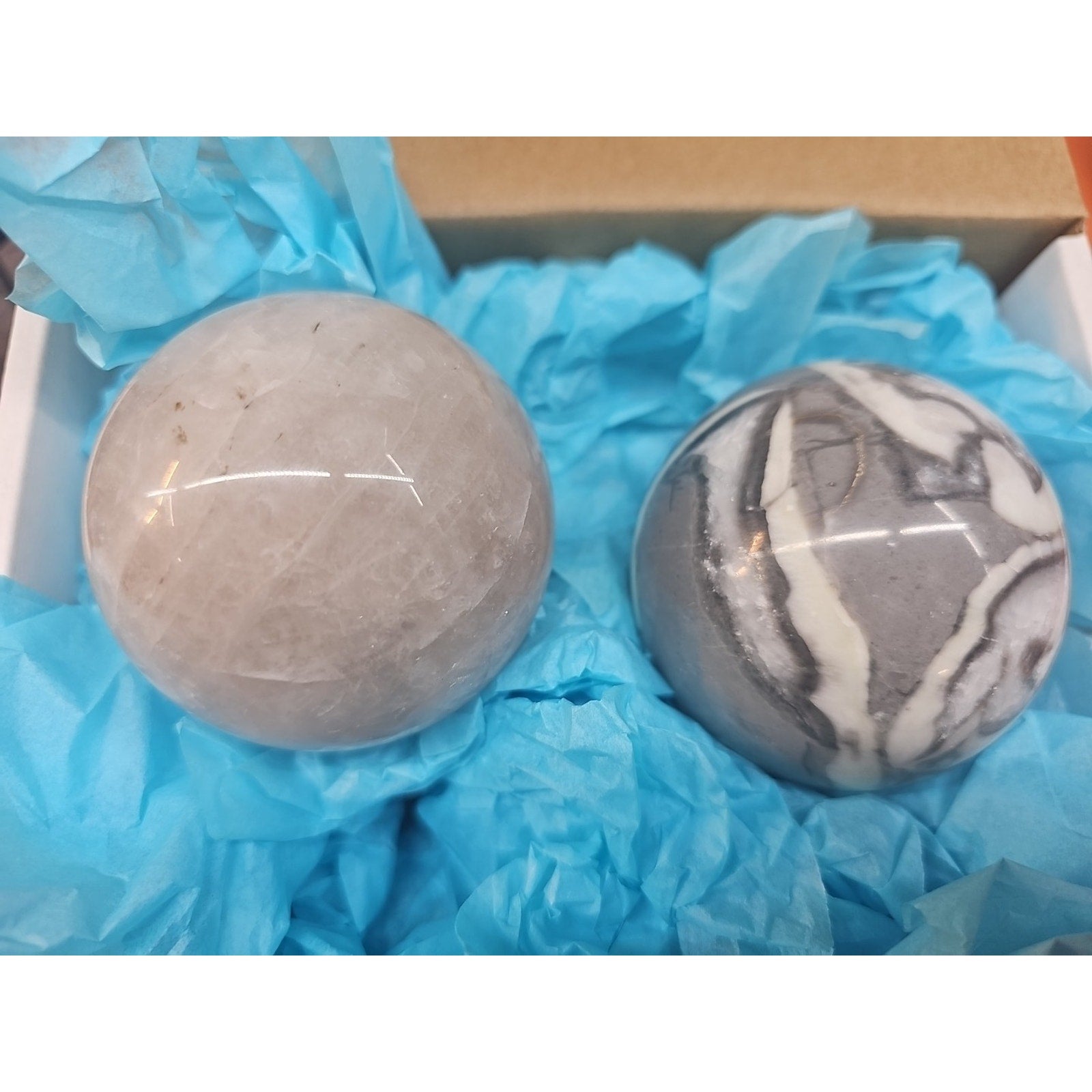 Ocean Jasper Spheres 60mm+ Set Of 2 Random Selection W/stands