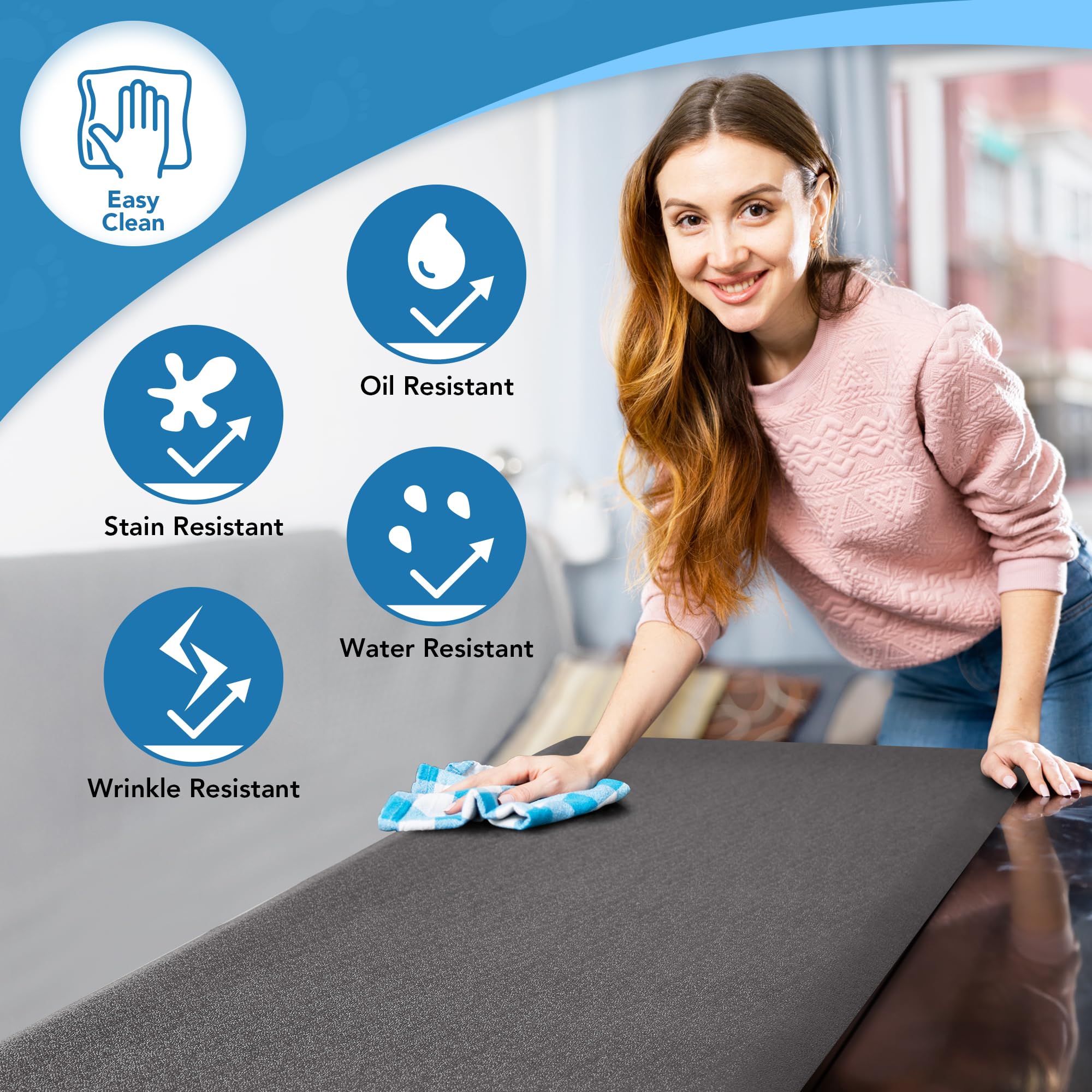 Cushioned Anti-Fatigue Kitchen Mat, 17x28 Inch, Grey