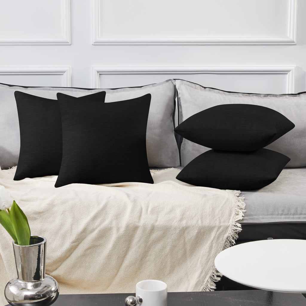 Decorative Linen Throw Pillow Covers, 18x18 Inch, 4 PCS
