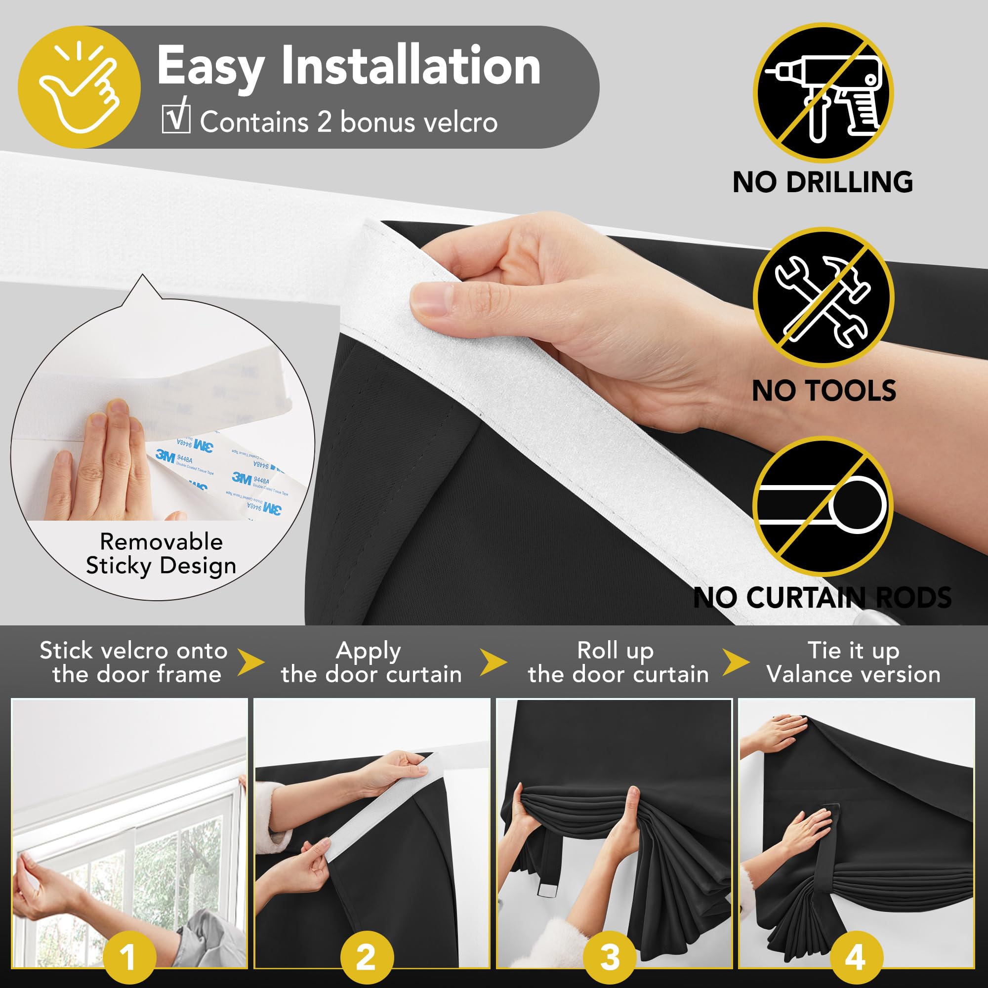 Blackout Door Curtain, Thermal Insulated, 26x80 Inch