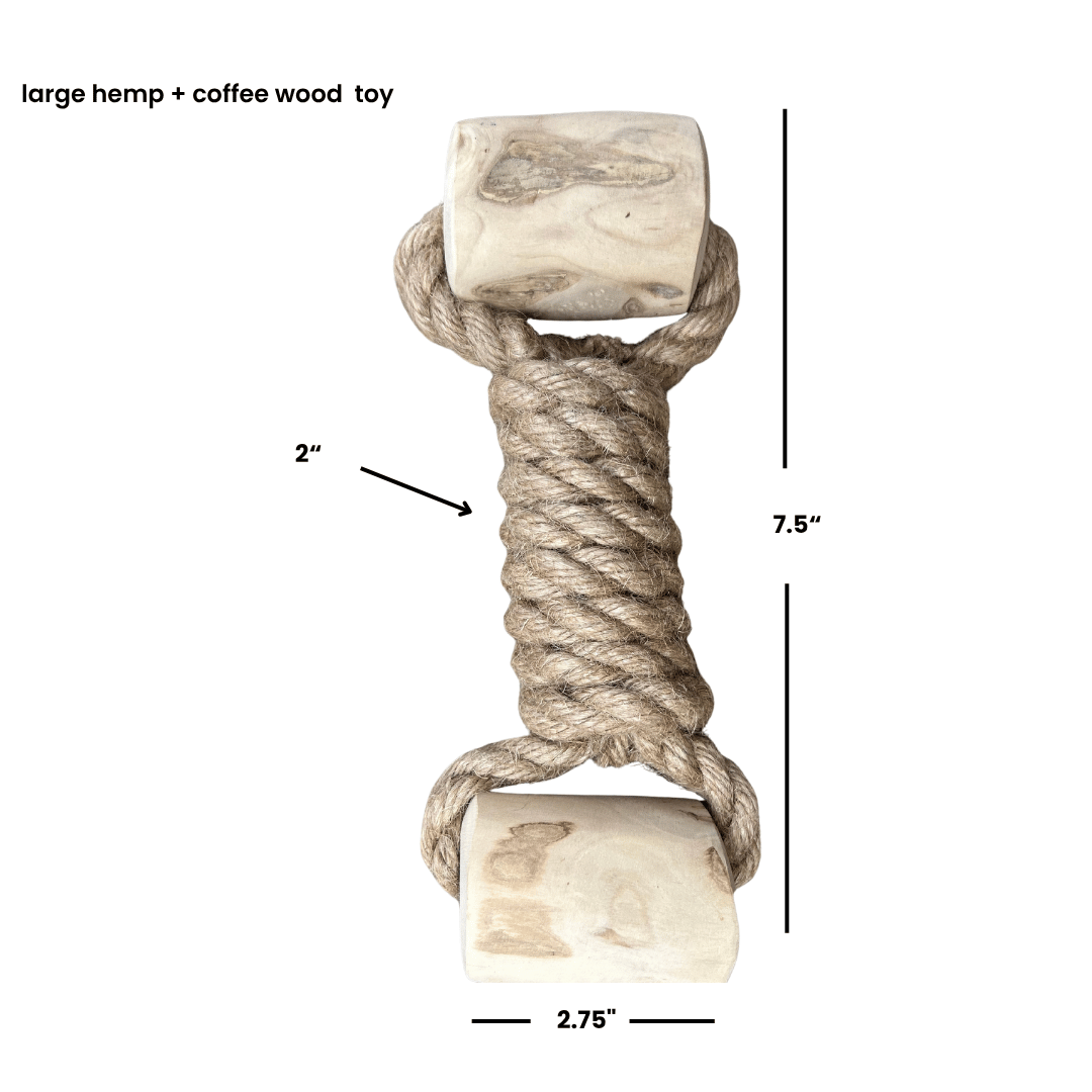 hemp rope + coffee wood toy