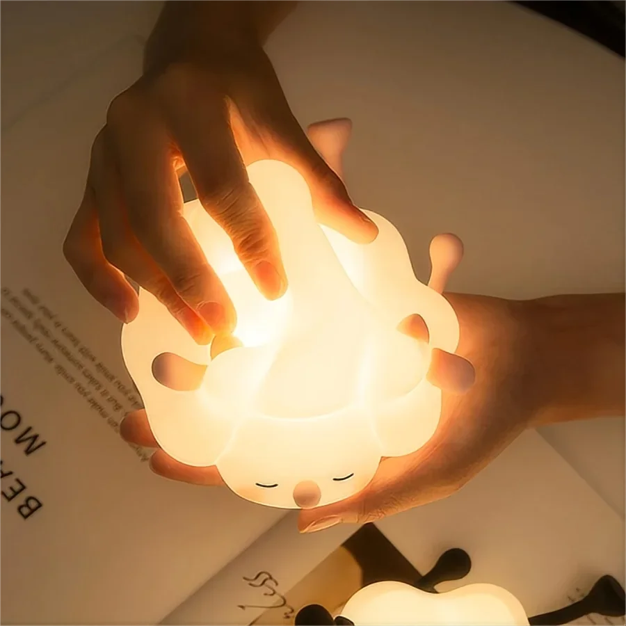 Kawaii Animal LED Night Light (3.9 in) - Dimmable Silicone Table Lamp Rechargeable