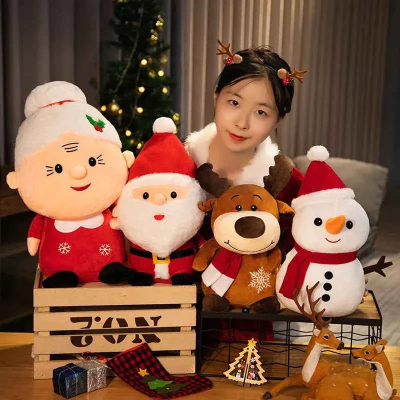 Cute Christmas Plush Dolls (Up to 19.7 in) - Stuffed Santa, Snowman & Elk Toy Gift
