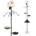 94Inch Squirrel Proof Bird Feeder Pole Heavy-Duty Bird House Pole  Outdoor Bird Feeding Station with 5 Adjustable Heights 4 Shepherd Hooks Top & Side