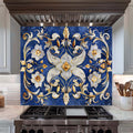 Custom Kitchen Backsplash – Imperial Bloom Tempered Glass Stove Backsplash