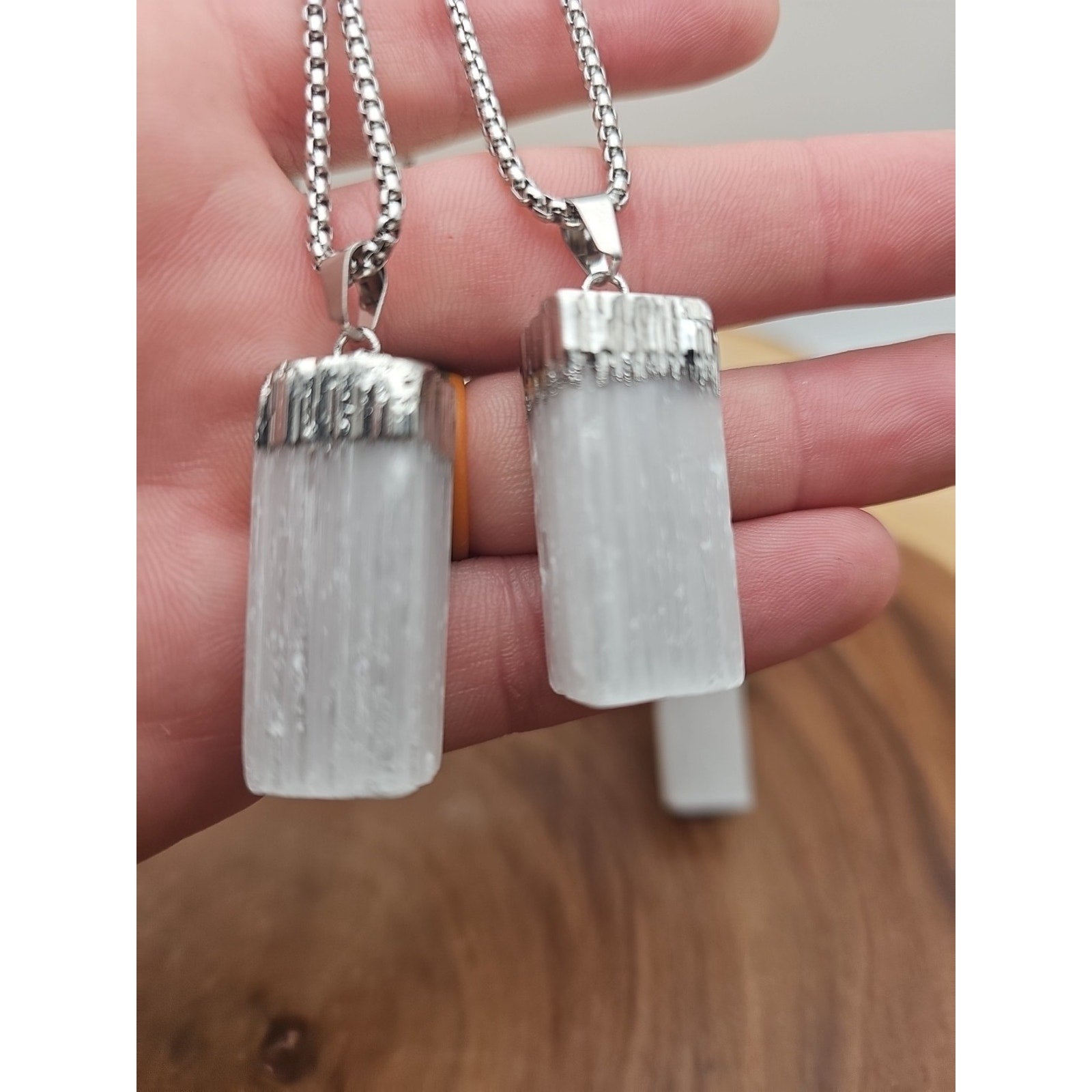 Selenite Crystal Necklace 1 Each W/Chain