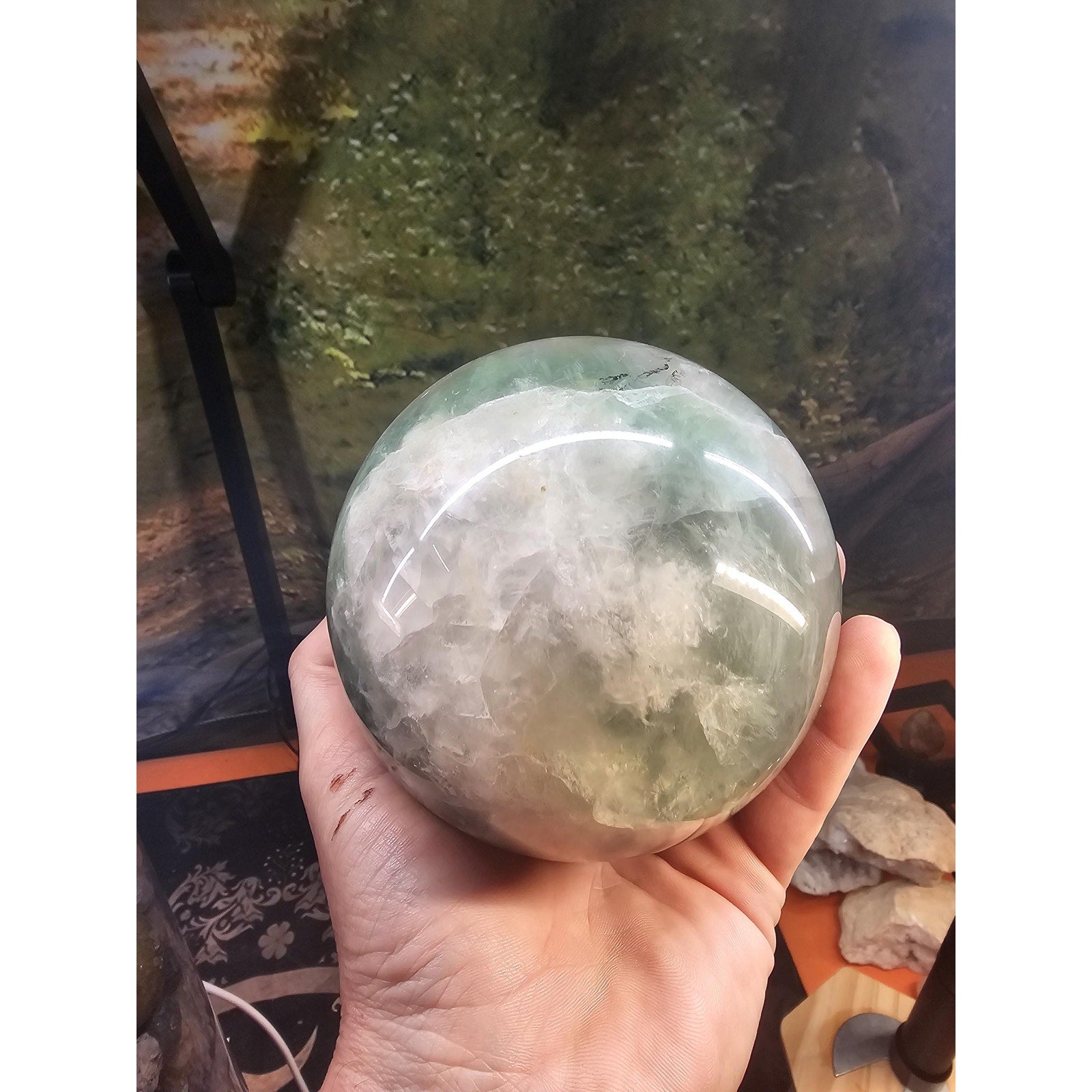 22lb Mixed Crystal Vase Collection - LED Fluorite Sphere & Amethyst | CrystalCloud Company