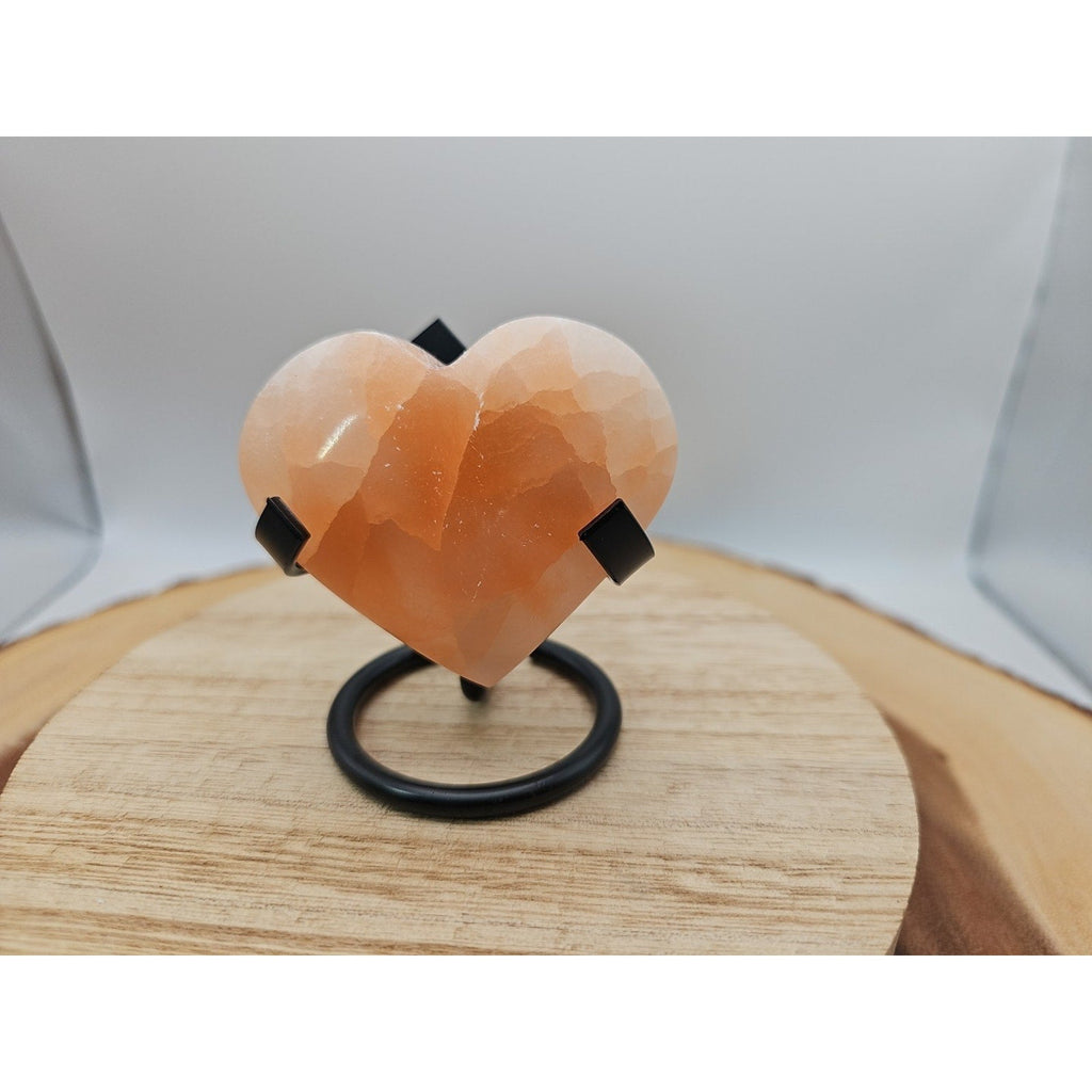 Peach Selenite Palm Stone W/stand 1each