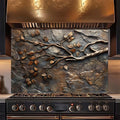 Custom Kitchen Backsplash – Bronze Branches Tempered Glass Stove Backsplash