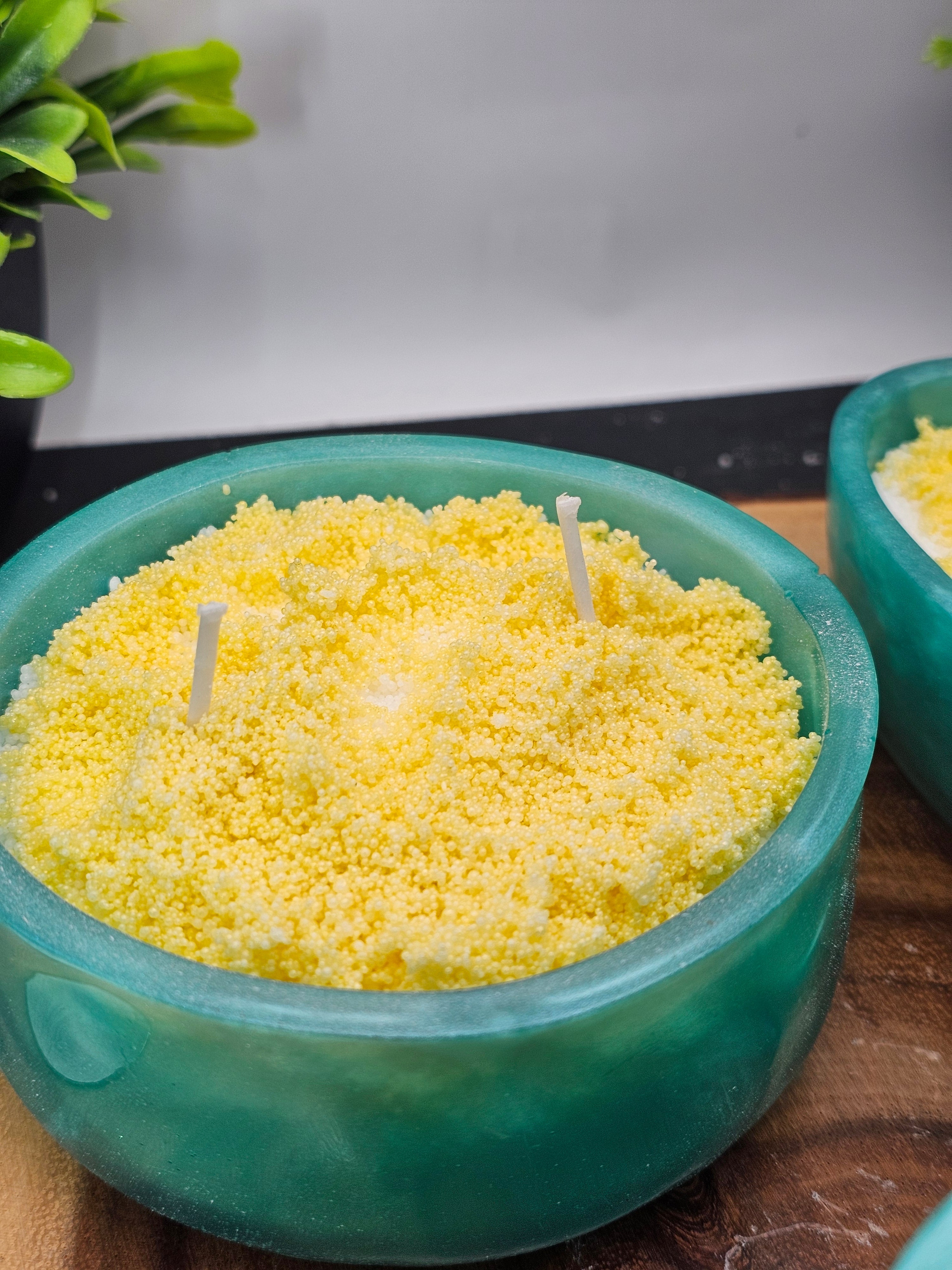 Teal lemon trio candle set