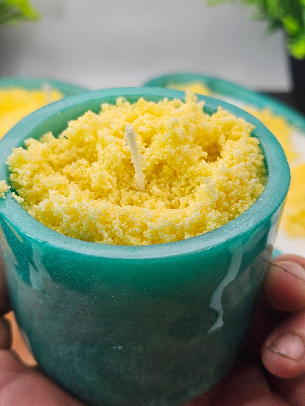 Teal lemon trio candle set