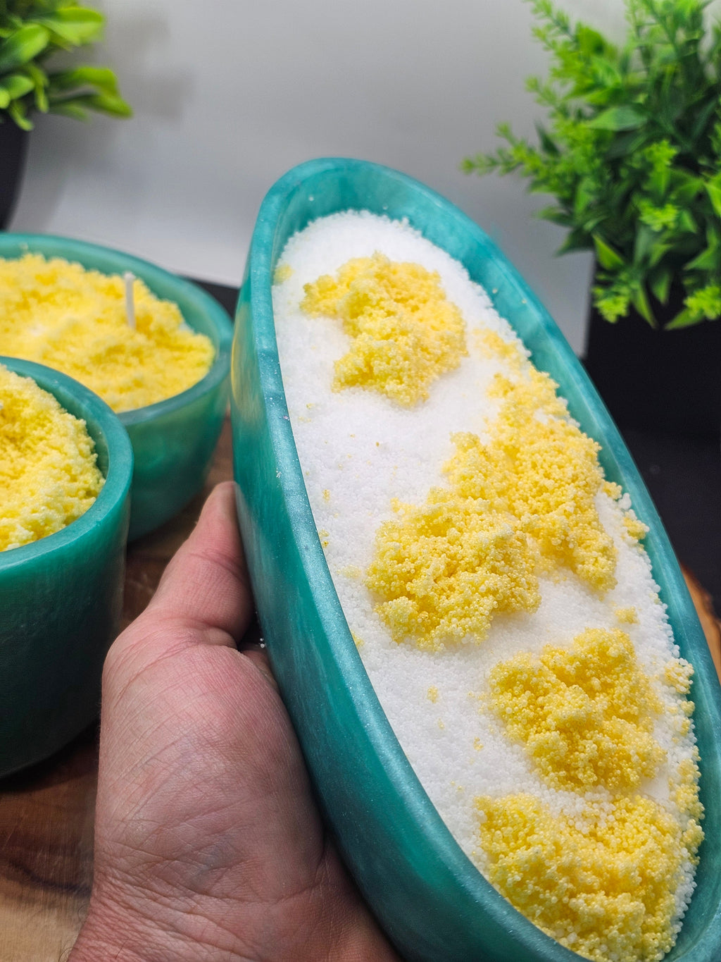 Teal lemon trio candle set
