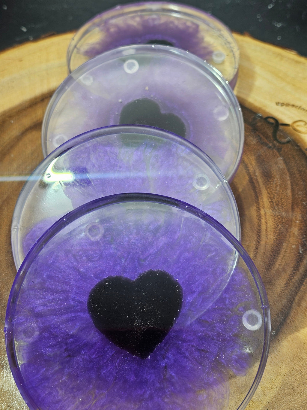 Obsidian heart coasters