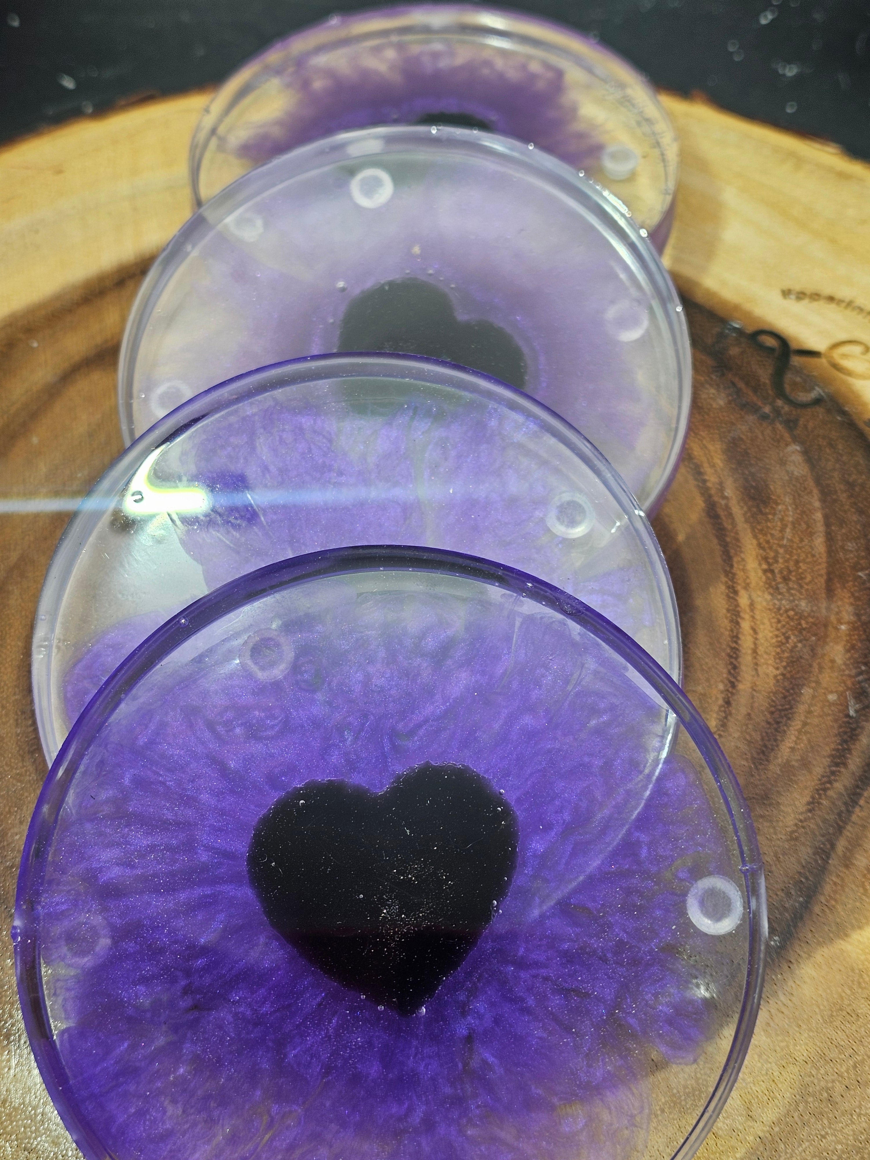 Obsidian heart coasters