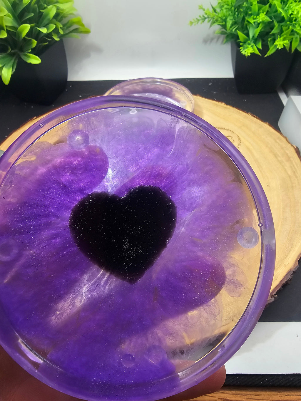 Obsidian heart coasters