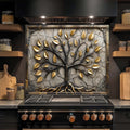 Golden Roots – Tempered Glass Backsplash for Kitchen – Tree of Life Kitchen Splashback