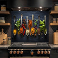 Spice Harmony Tempered Glass Backsplash – Culinary Art Kitchen Wall Decor